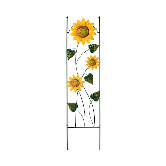 Glitzhome&#xAE; 4ft. Metal Sunflowers Garden Trellis
